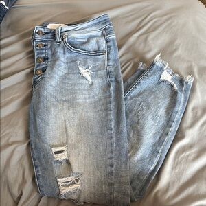 Distressed Blue Jeans